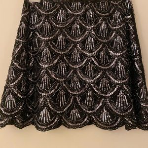 Scalloped Black Sequin Skirt